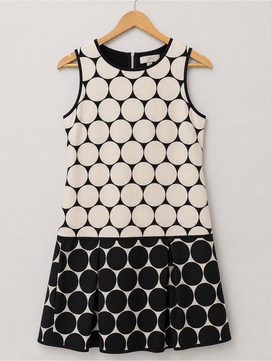 Dresses & Skirts - Ann Taylor LOFT Sleeveless Retro Mod Dress Size 8 Polka Dot Fit & Flare